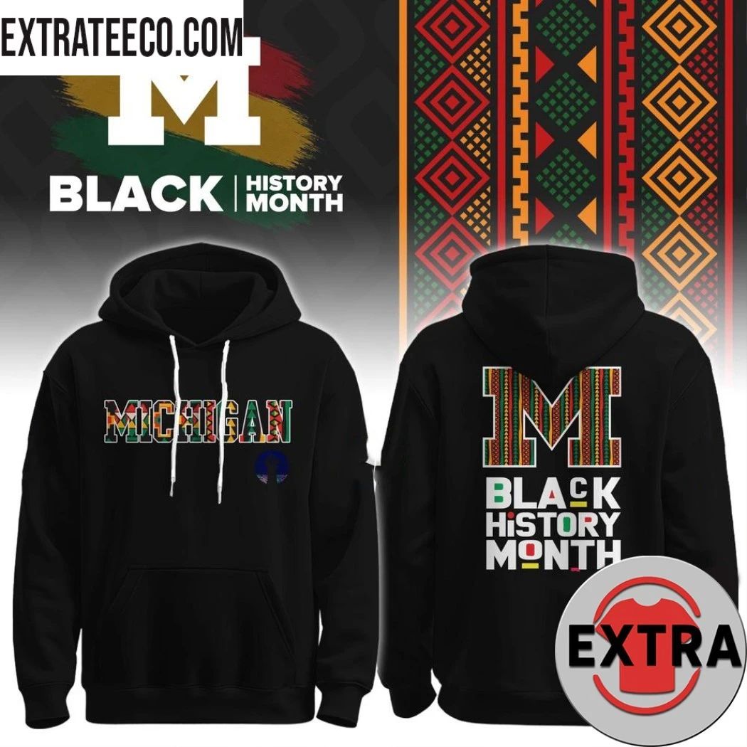 Michigan Wolverines Basketball Black History Month Logo Two Sided 2026 T-Shirt