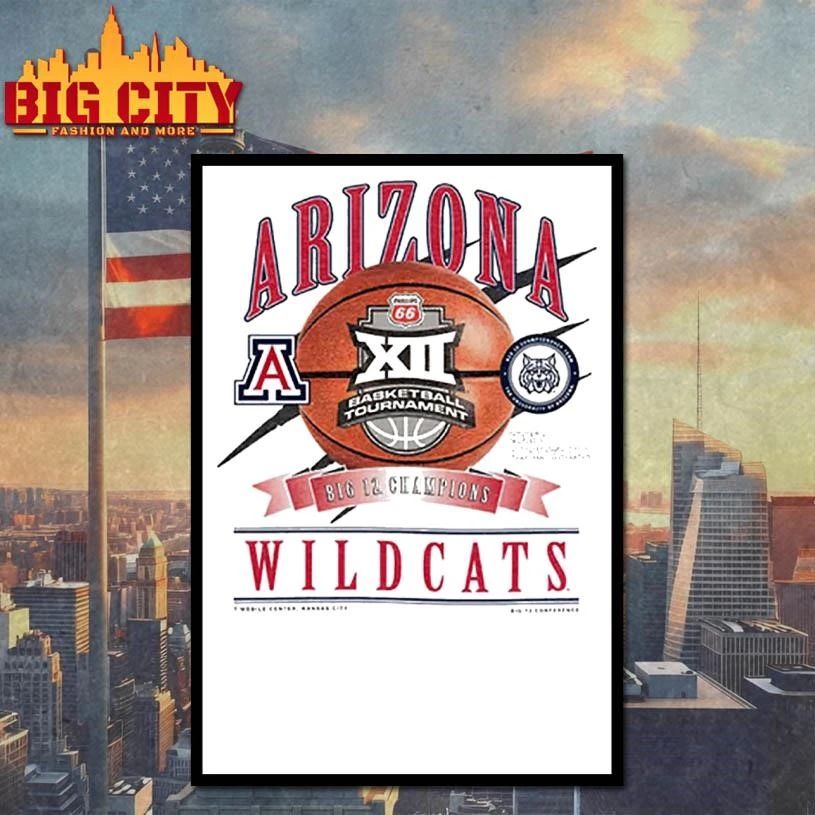 Arizona Wildcats White New Era 2026 Big 12 Men’s Basketball Conference Tournament Champions Shirt