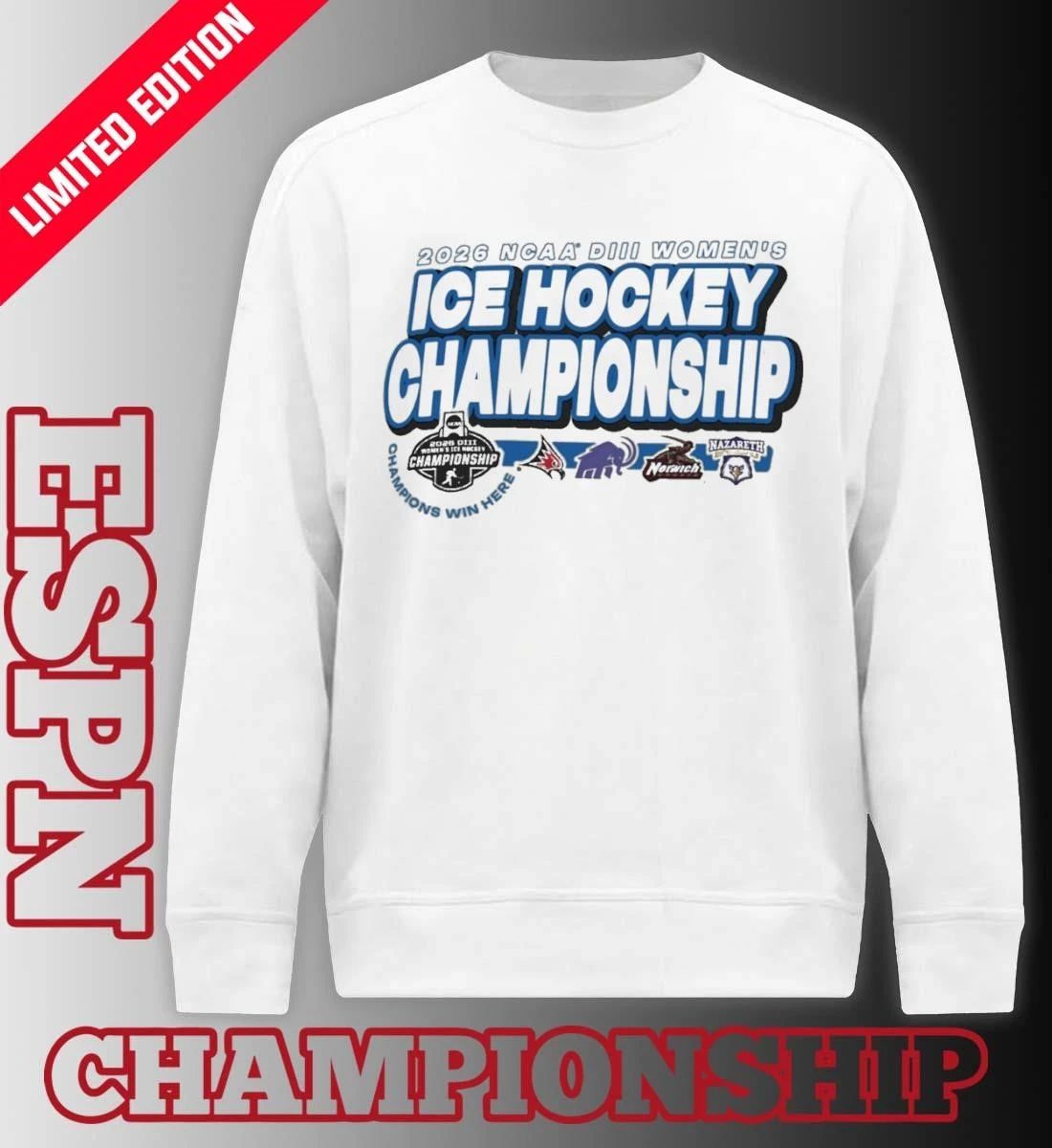 4 Teams 2026 NCAA DIII Women’s Ice Hockey Championship T-Shirt