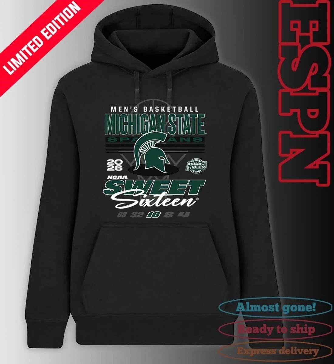 Michigan State Spartans 2026 NCAA March Madness Sweet 16 Bound Shirt