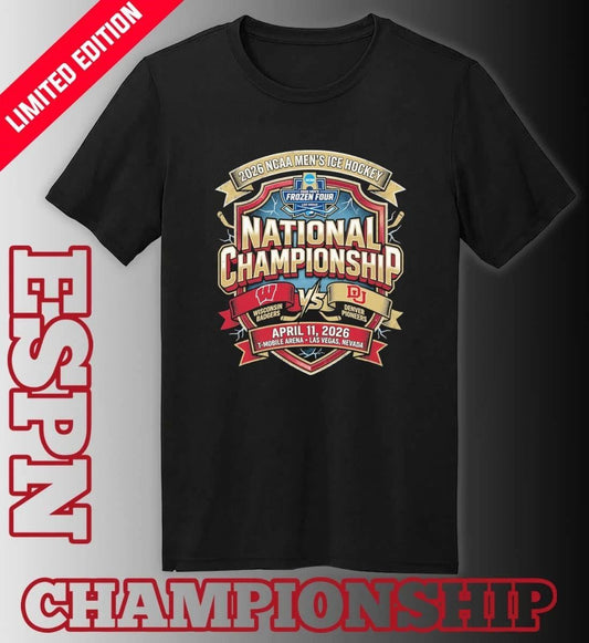 Denver Pioneers Vs Wisconsin Badgers 2026 NCAA DI Men’s Ice Hockey National Championship Vintage T-shirt