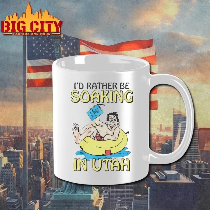 Hugo Holding The Book Of Mormon Id Rather Be Soaking In Utah T-shirt