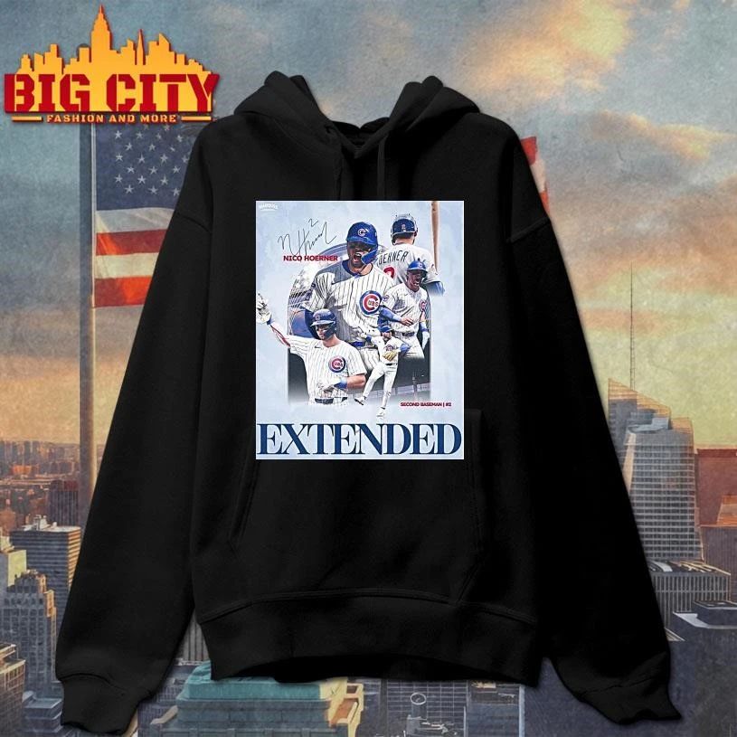 Nico Hoerner Chicago Cubs Second Baseman Extended Signature Shirt