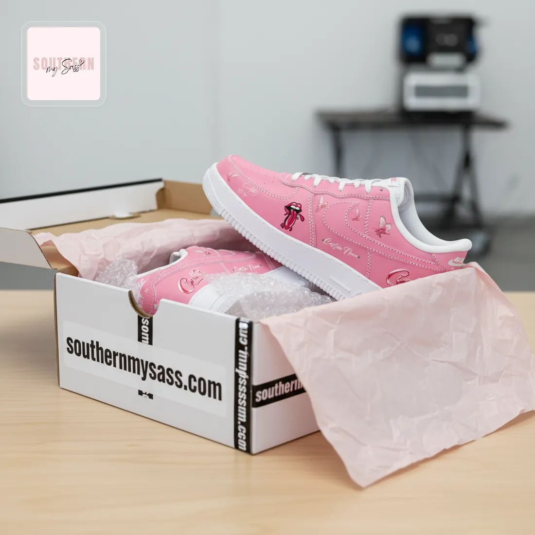 Cardi B Pink Custom Name Air Force 1 Sneakers
