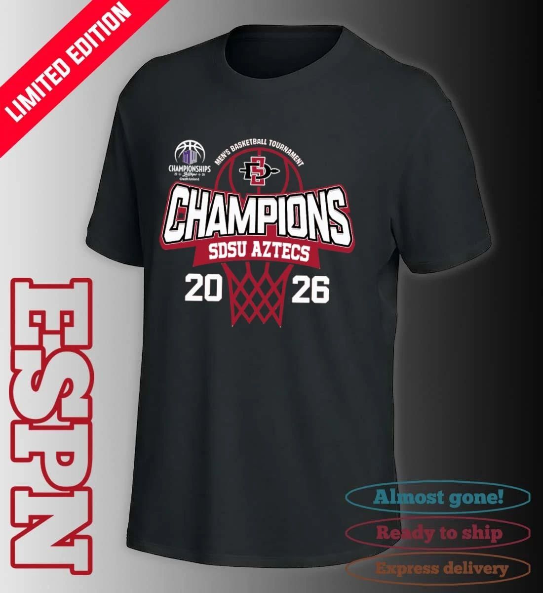 Mountain West Conference Men’s Basketball Tournament 2026 Champions SDSU Aztecs T-Shirt