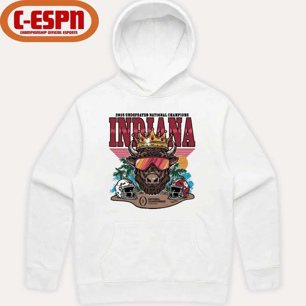 Indiana University Hoosiers Football 2025 Undefeated National Champions Bison Crown Shirt