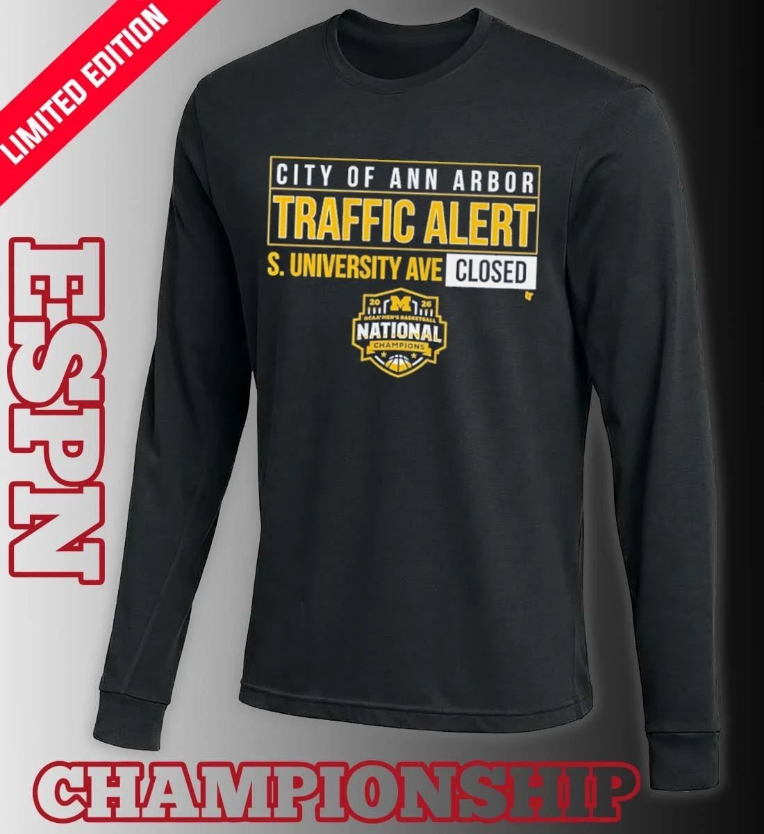 Michigan Wolverines 2026 National Champions S. University Ave Closed Shirt