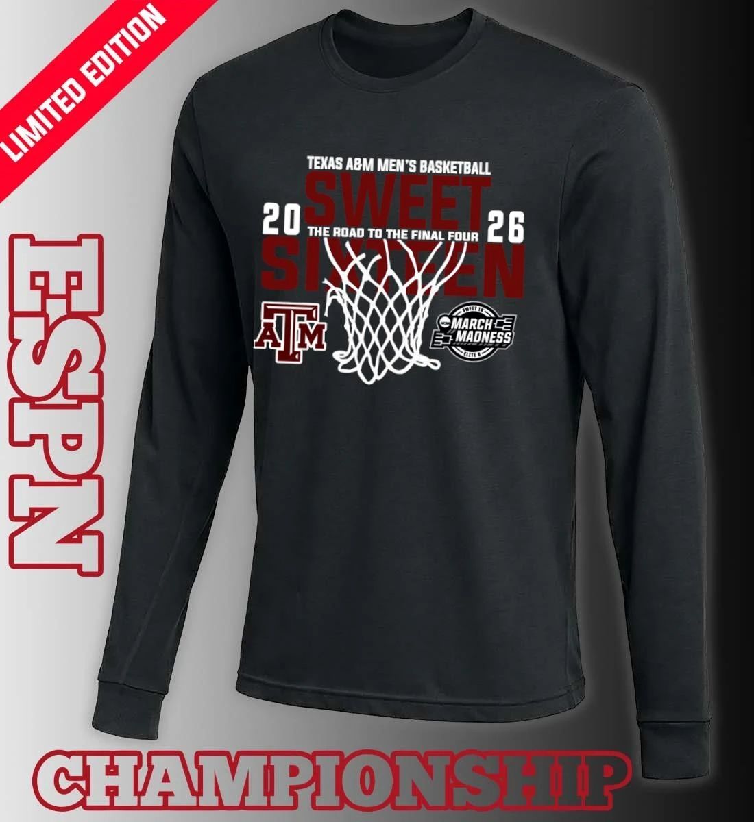 Texas A&M Men’s Basketball 2026 Sweet Sixteen The Road To The Final Four Shirt