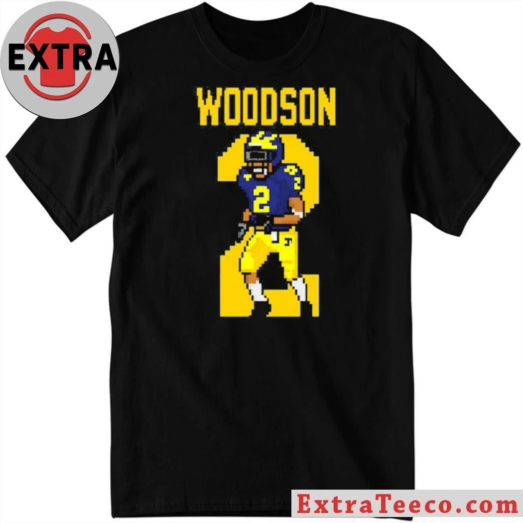 Original Charles Woodson Michigan Wolverines Retro Pixel Art Tribute Logo T-Shirt