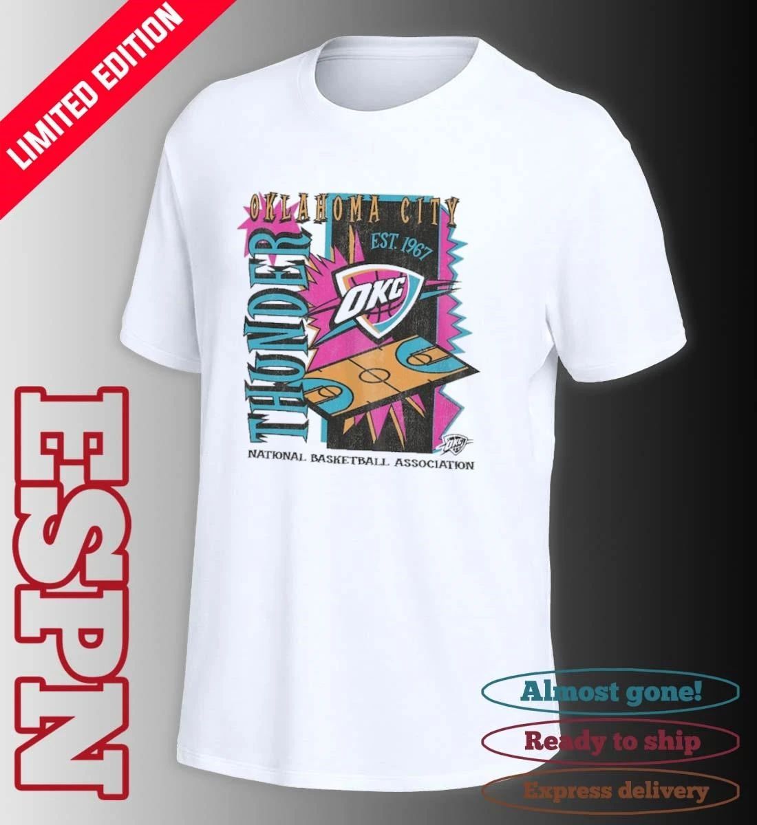 Oklahoma City Thunder NBA Neon Court Shock T-Shirt