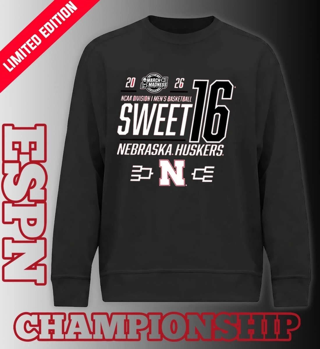 Nebraska Cornhuskers Men’s Basketball Sweet 16 Bound Net 2026 Shirt