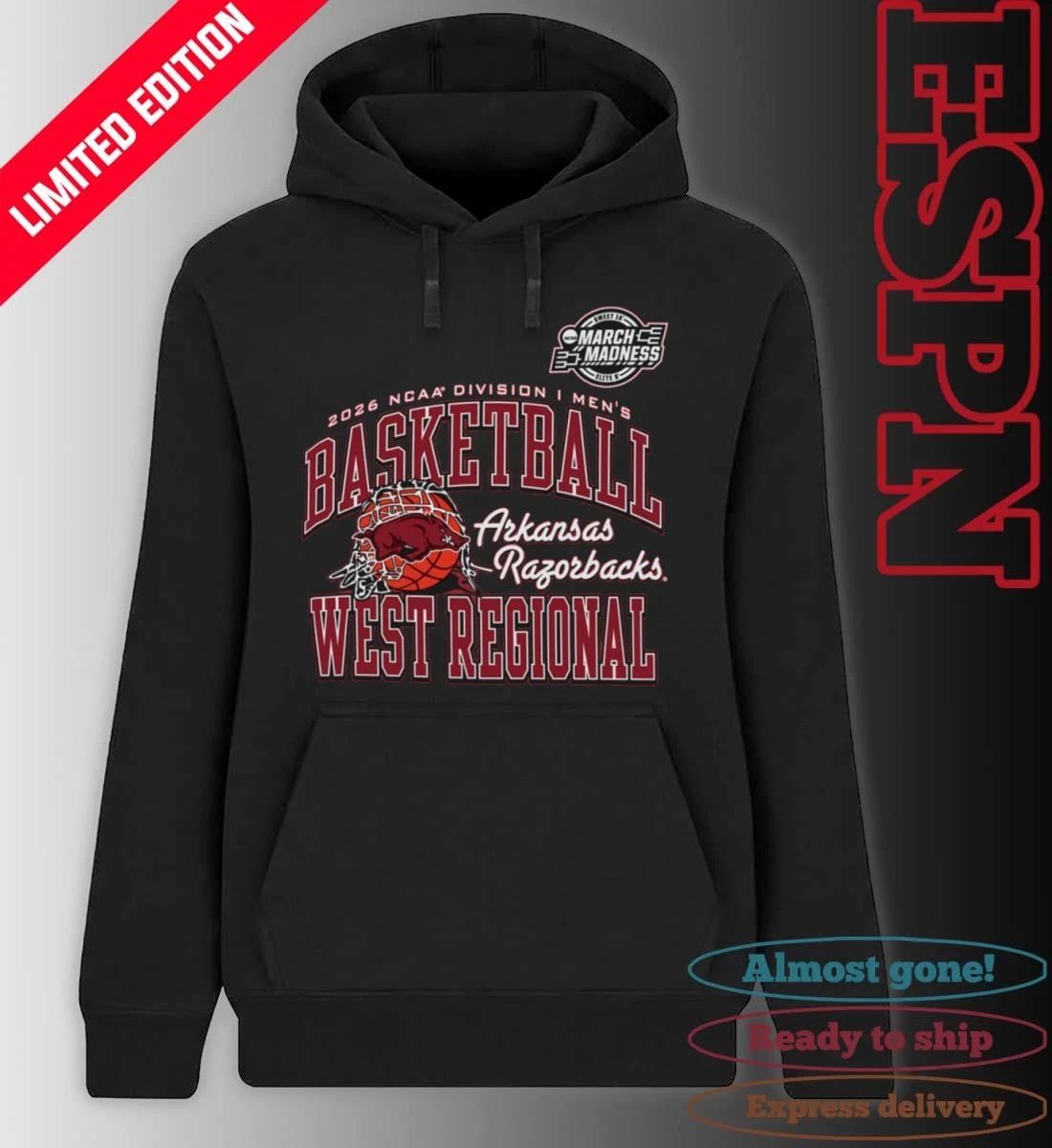 Arkansas Razorbacks 2026 NCAA DI Men’s Basketball Sweet 16 – West Regional T-Shirt