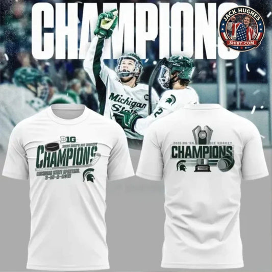 Michigan State Spartans Big Ten Ice Hockey Championship 2026 Logo Two Sided Shirt