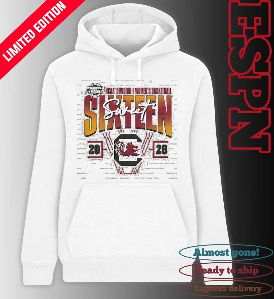 South Carolina Gamecocks 2026 NCAA Women’s Basketball Tournament March Madness Sweet 16 Court Shot T-Shirt