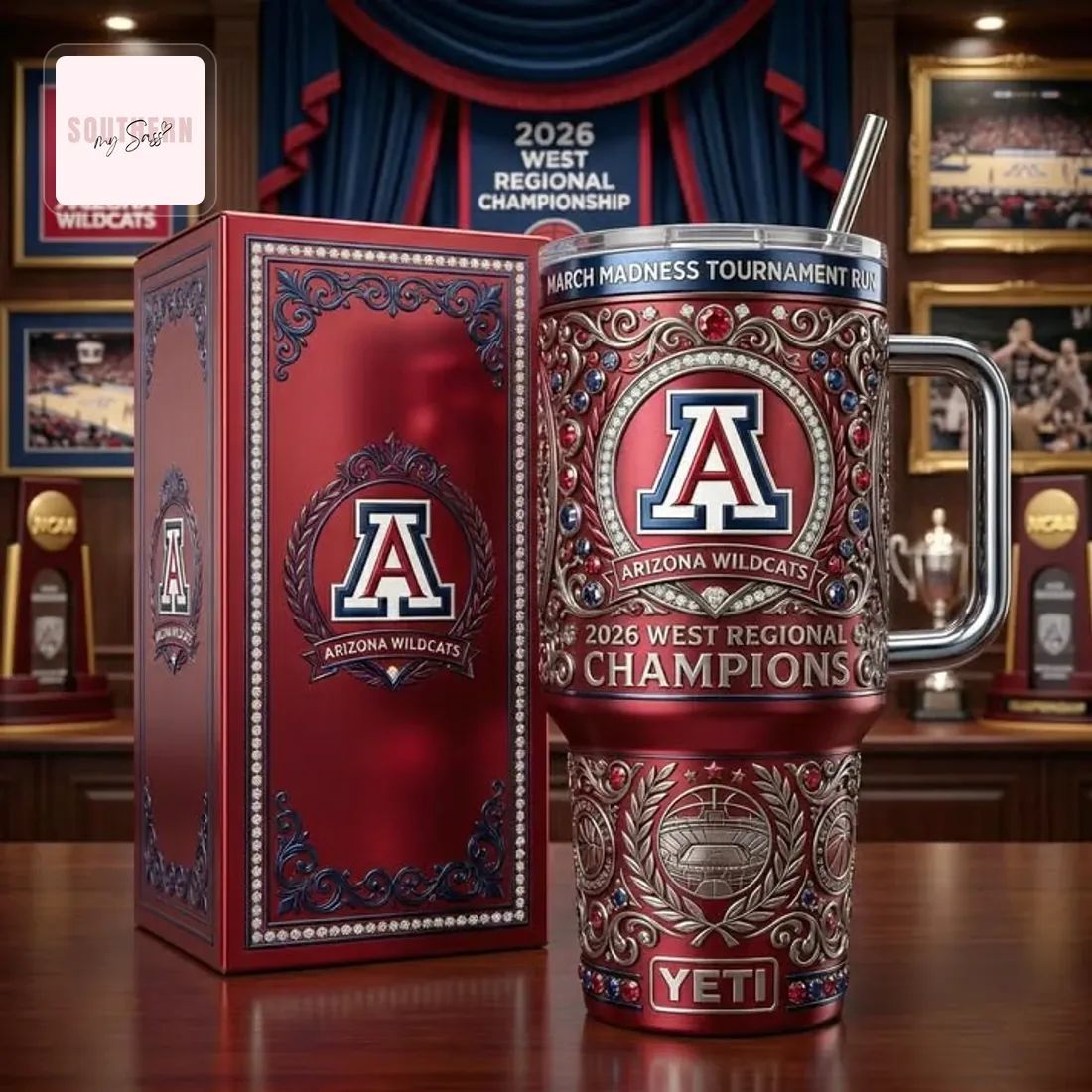 Arizona Wildcats 2026 West Regional Champions March Madness Handled Tumbler