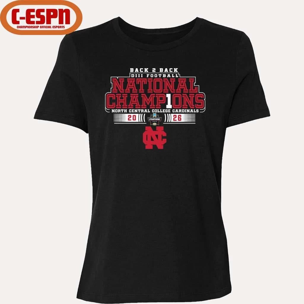 North Central College Back 2 Back NCAA DIII Football National Champions T-Shirt