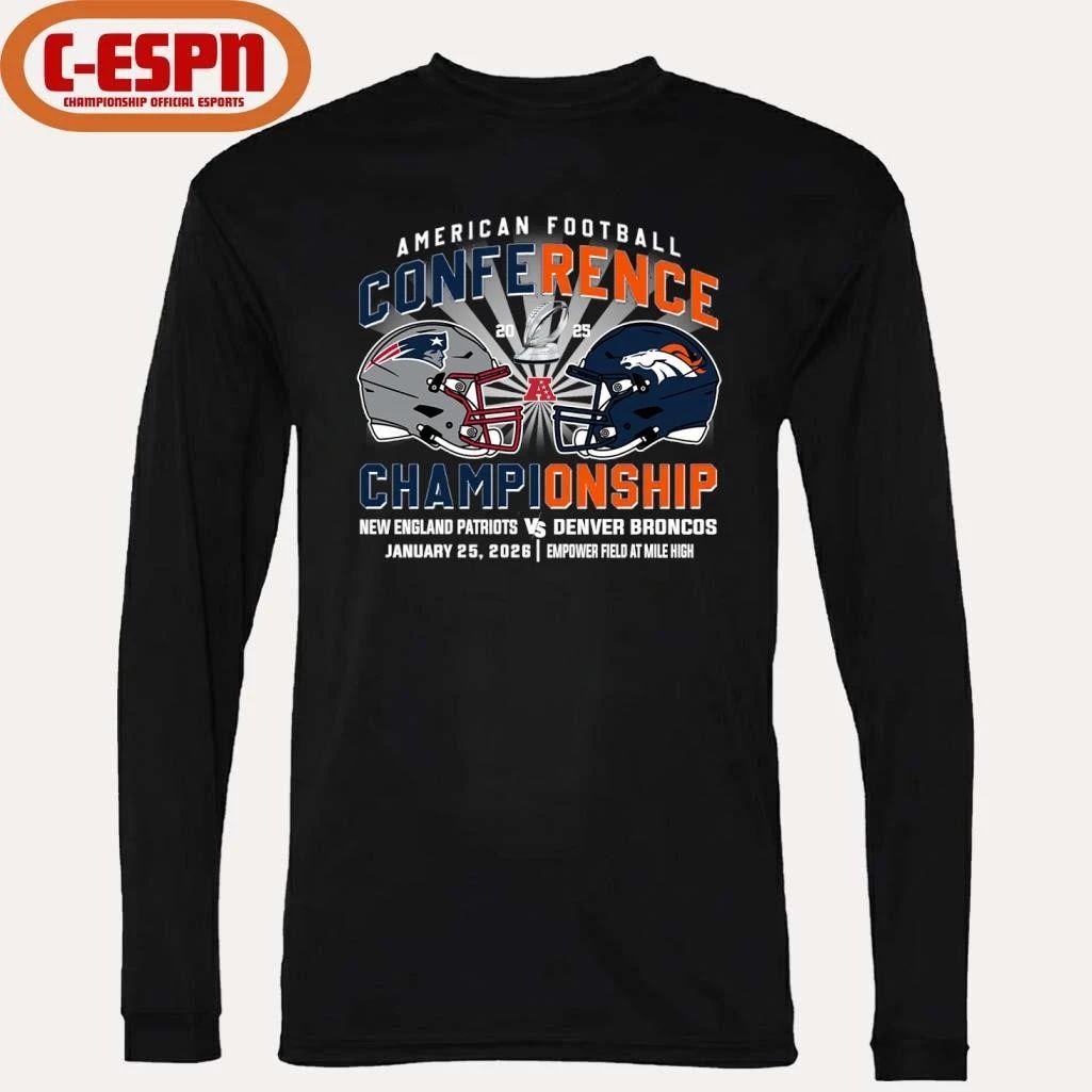 Patriots Vs Broncos AFC Conference Championship Duel Helmet T-Shirt