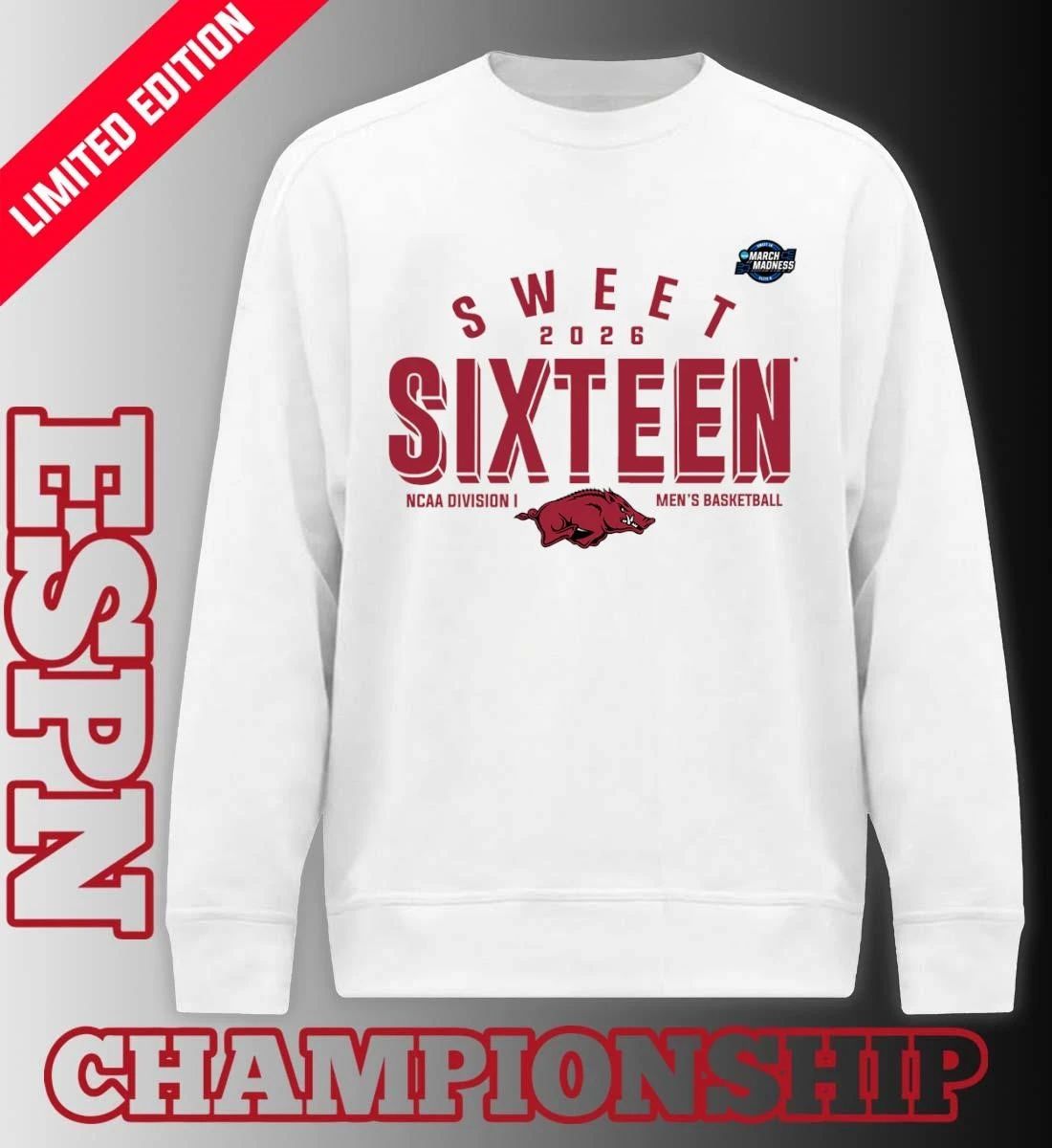 Sweet 16 Arkansas Razorbacks 2026 NCAA Men’s Basketball T-Shirt