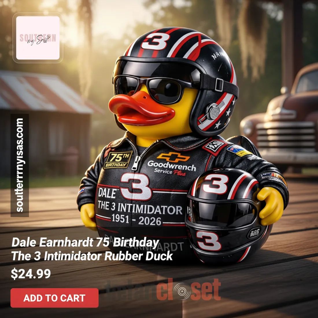 Dale Earnhardt 75th Birthday The 3 Intimidator Rubber Duck