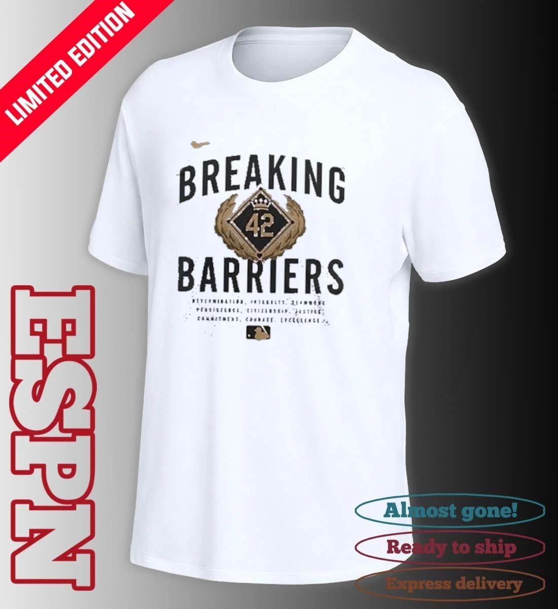 Philadelphia Phillies Jackie Robinson Black Breakin’ Barriers Legend 42 T Shirt