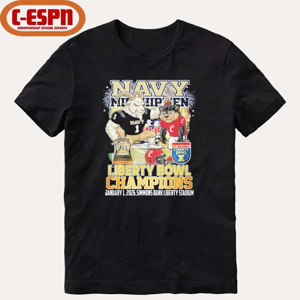 Navy Midshipmen Mascot Liberty Bowl Champions 2026 Shirt