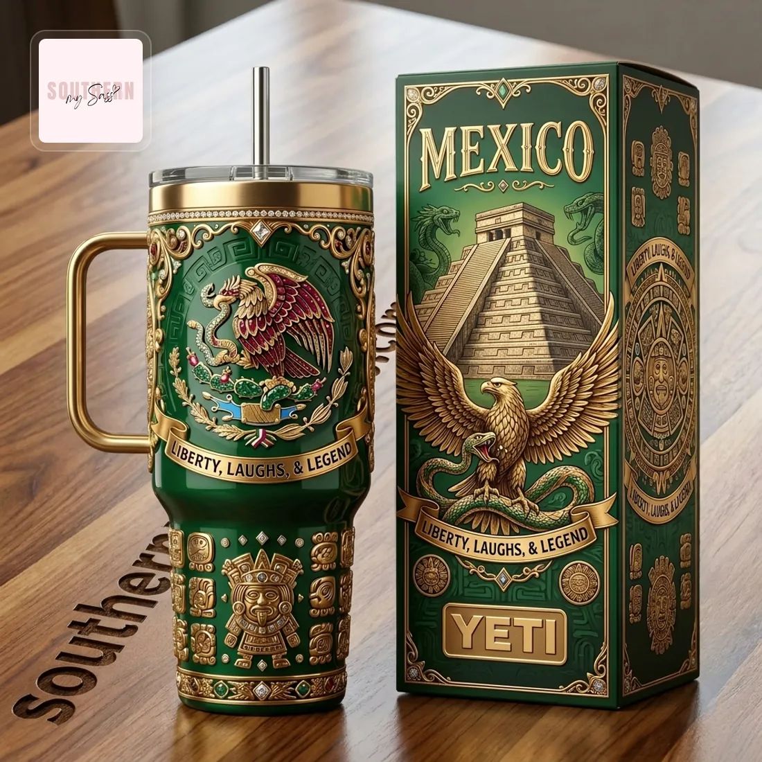 Mexican Heritage 40oz Insulated Tumbler with Handle