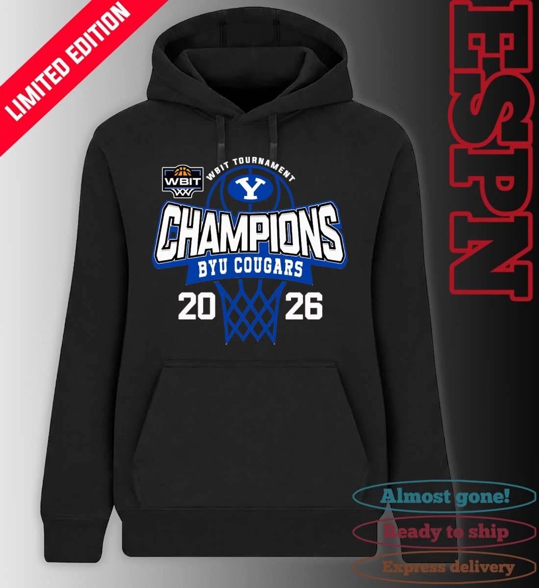 WBIT Tournament Champions 2026 BYU Cougars Basketball T-Shirt