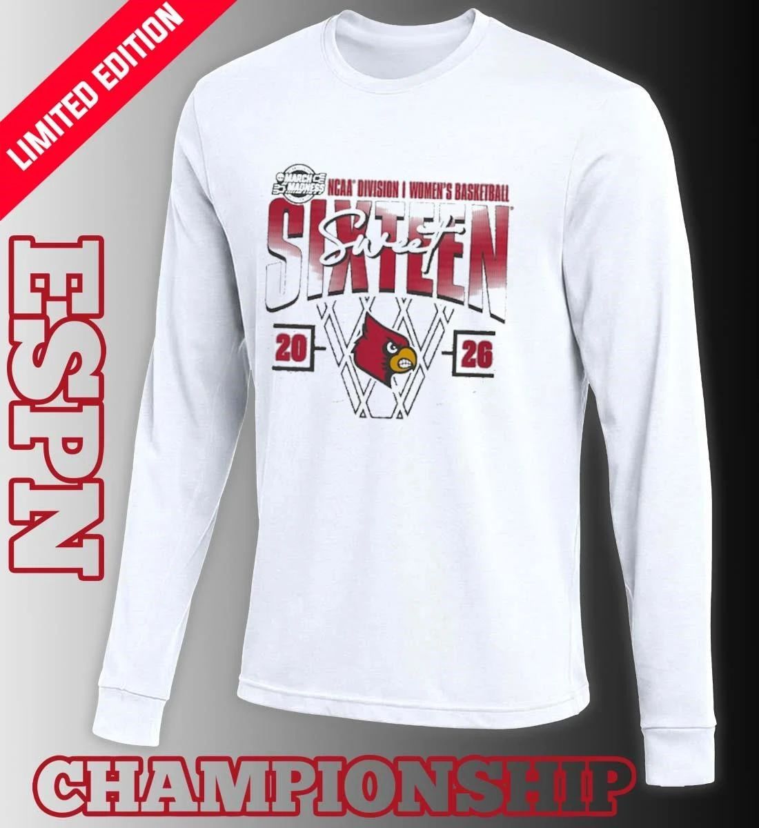 Louisville Cardinals Women’s Basketball Sweet 16 Court Shot T-Shirt