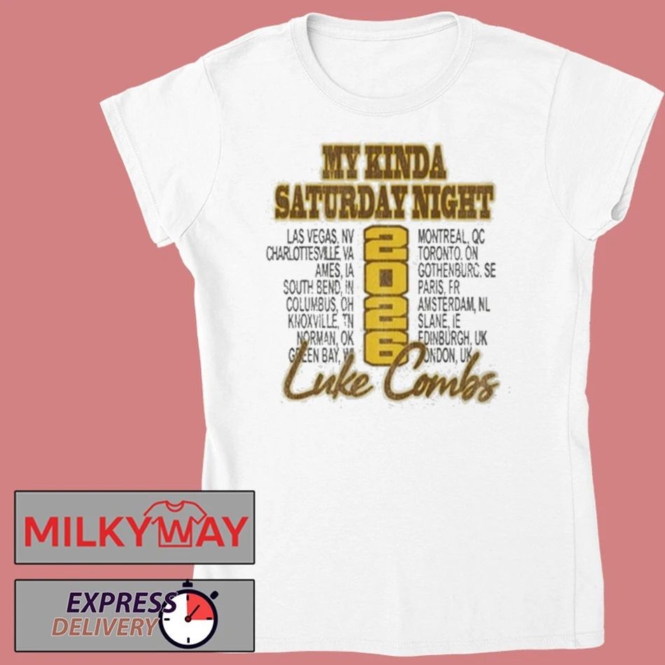 Luke Combs White 2026 My Kinda Saturday Night Tour Shirt
