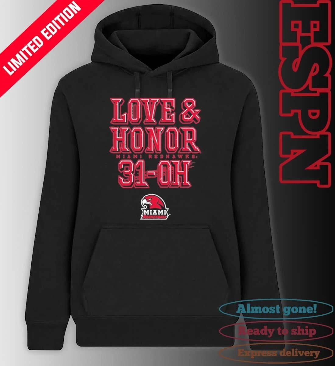 Miami RedHawks Basketball Love & Honor 31-OH Shirt