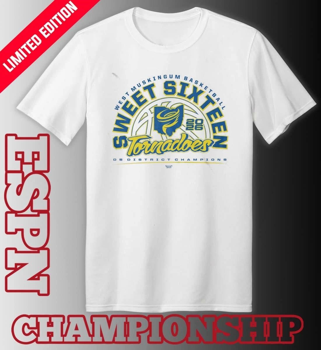 West Muskingum Tornadoes Basketball 2026 Sweet Sixteen D5 District Champions Shirt