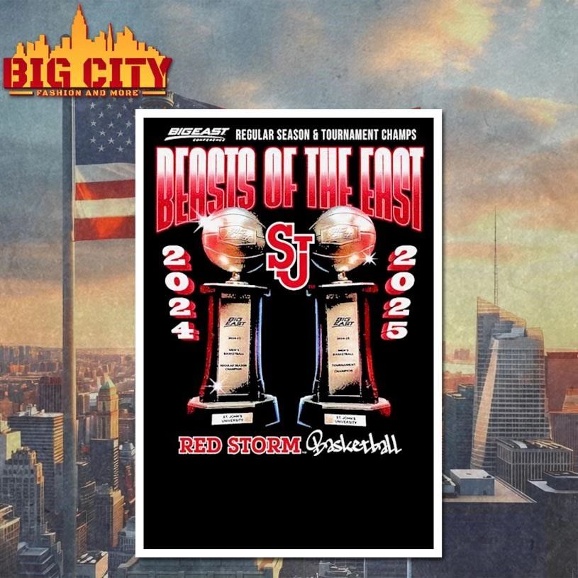 St. John’s Red Storm NCAA 2026 Men’s Basketball Regular Season x Tournament Champions Combo Graphic Shirt