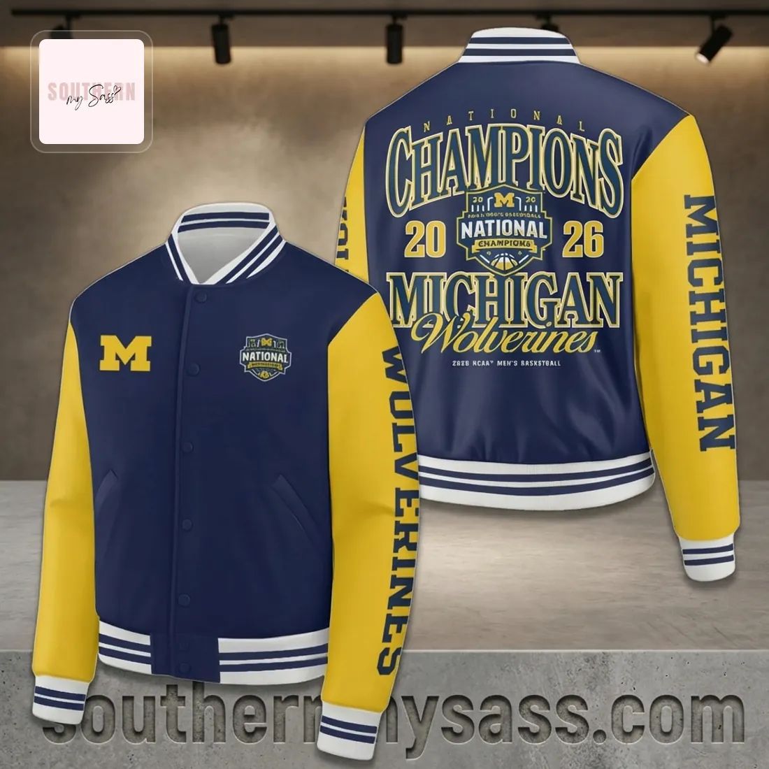 Michigan Wolverines 2026 Men’s Basketball National Champions Baseball Jacket