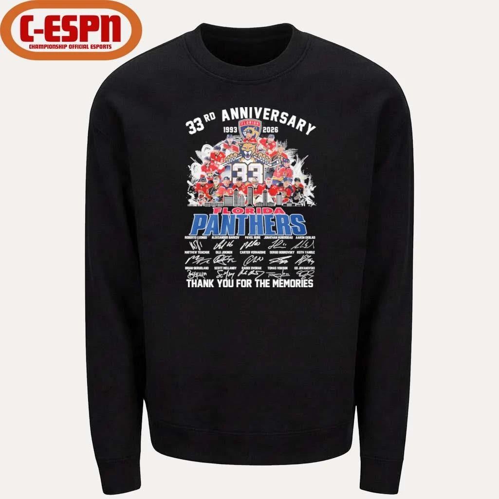 33rd Anniversary 1933-2026 Florida Panthers Team Hockey Signatures Shirt