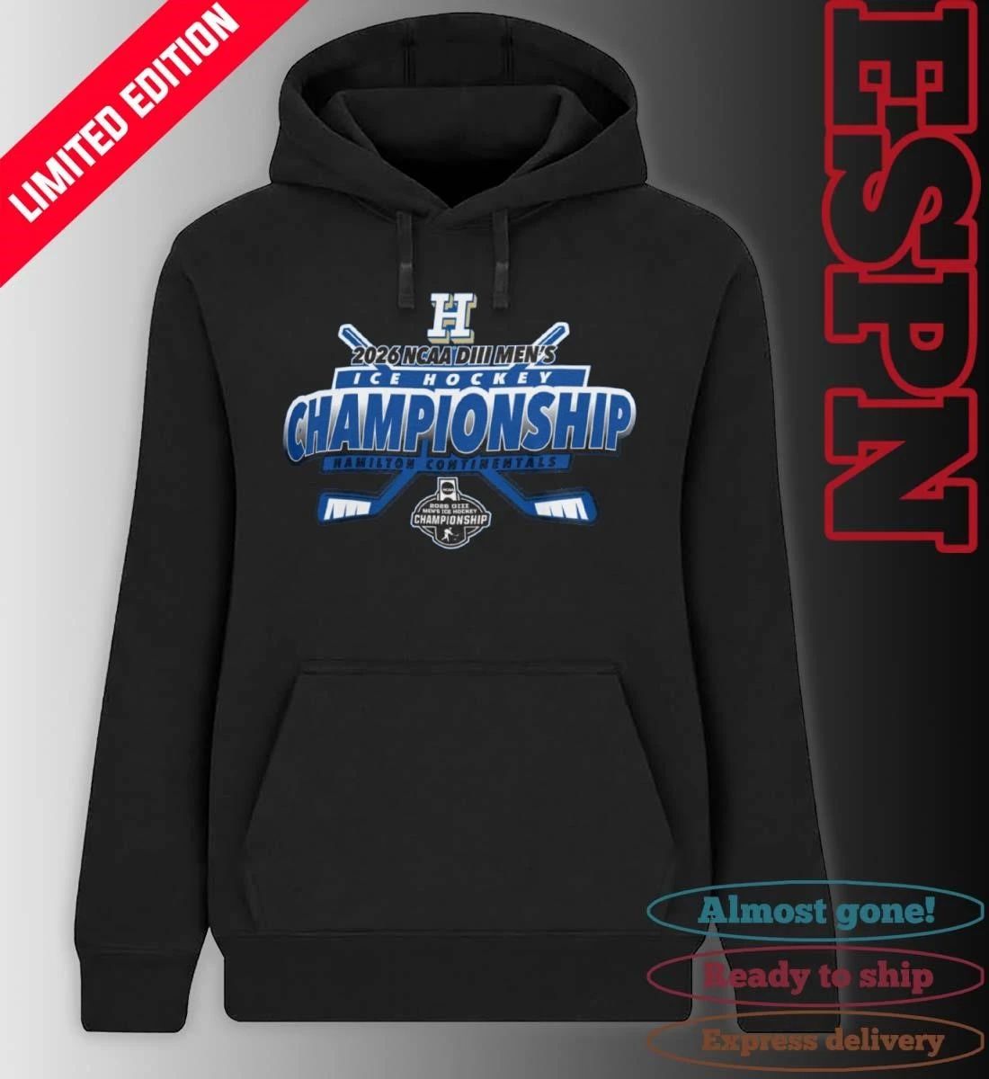 Hamilton Continentals 2026 NCAA DIII Men’s Ice Hockey Championship Shirt