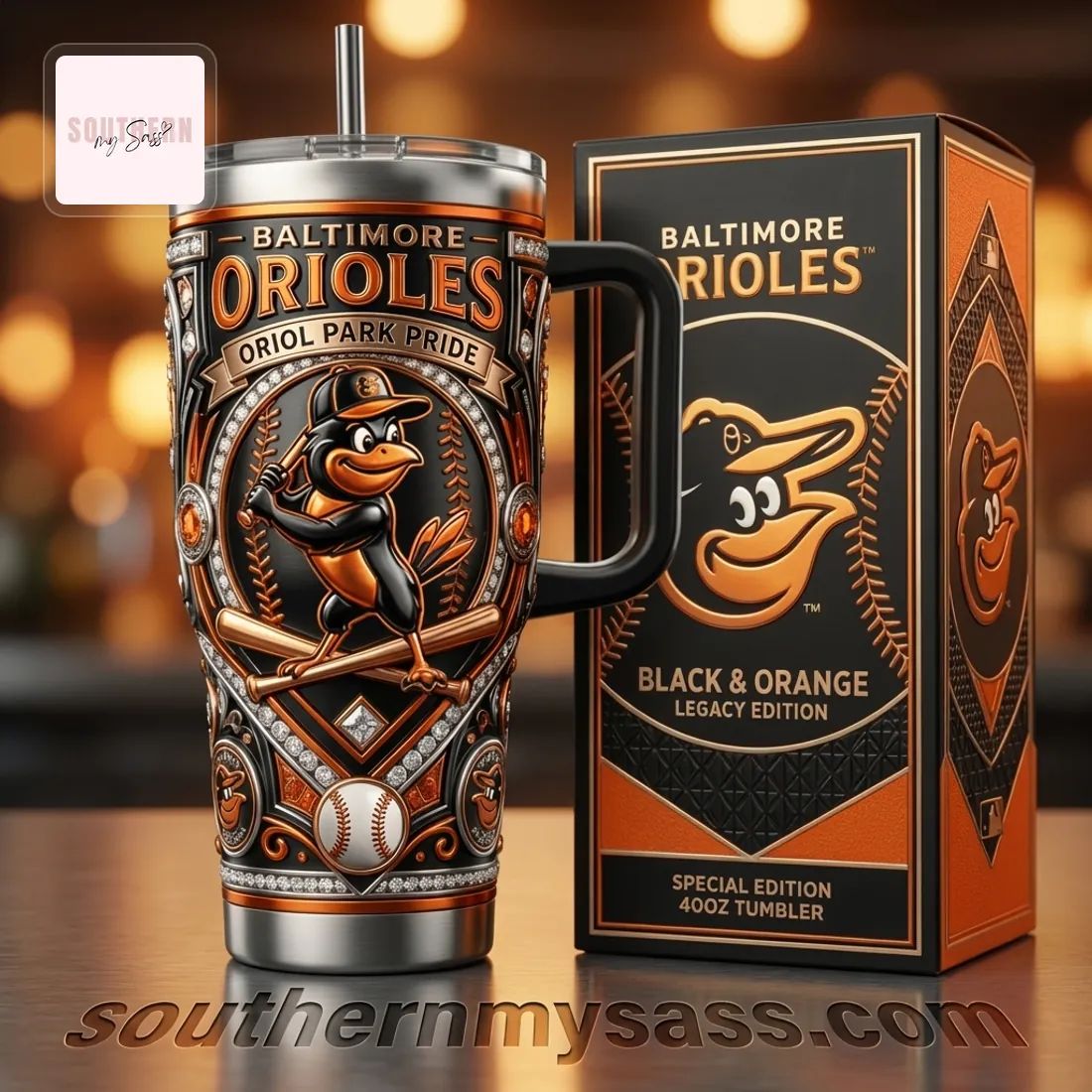 Baltimore Orioles Black & Orange Legacy Edition 40oz Tumbler With Handle