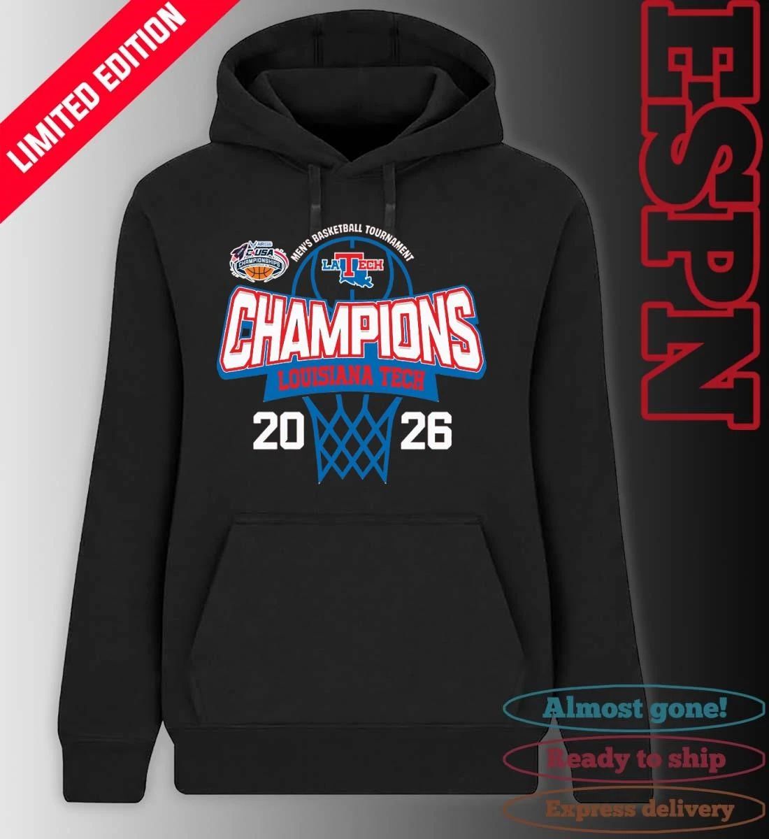 C-USA Men’s Basketball Tournament 2026 Champions Louisiana Tech Bulldogs T-Shirt