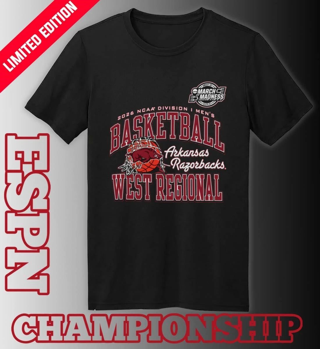 Arkansas Razorbacks 2026 NCAA DI Men’s Basketball Sweet 16 – West Regional T-Shirt