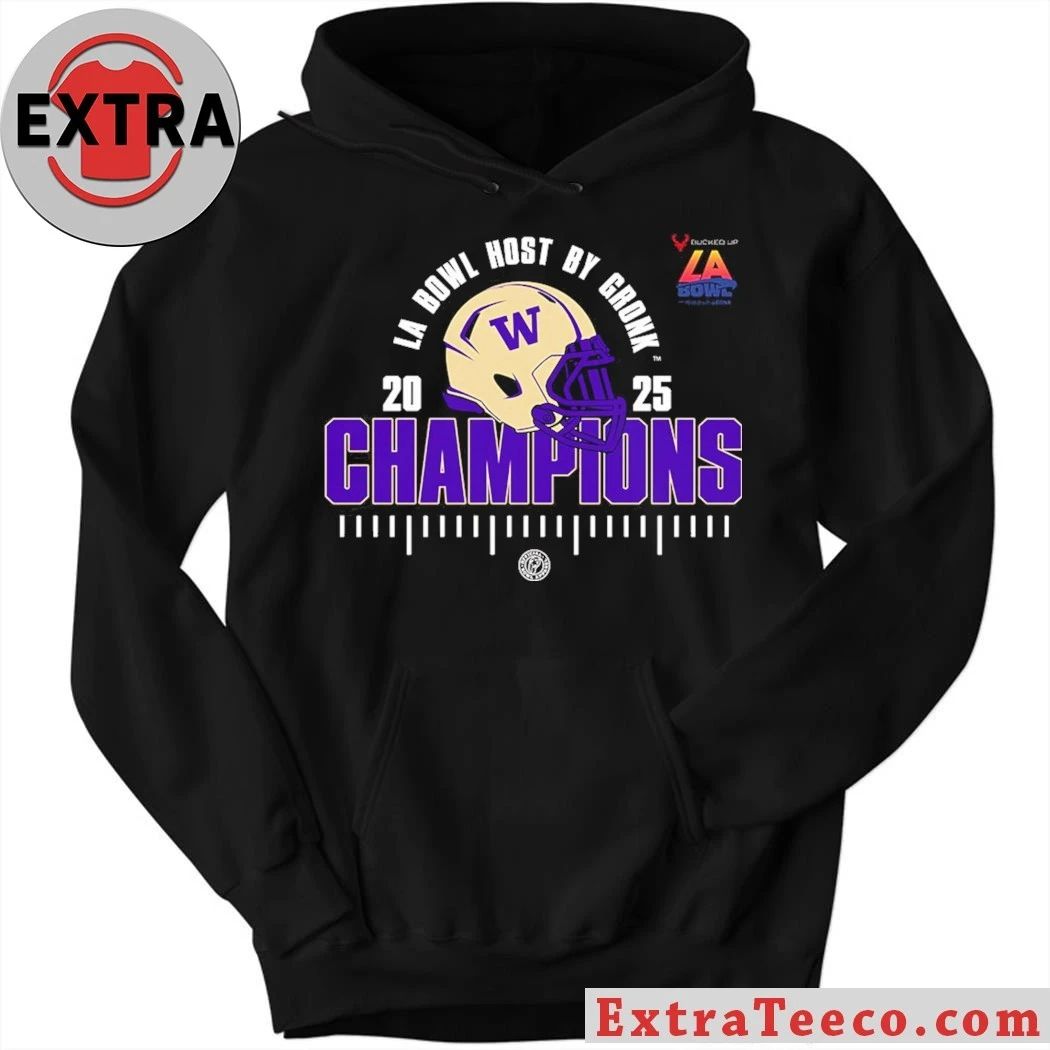Original Washington Huskies The Bucked Up LA Bowl Hosted By Gronk Champions NCAA Football 2025 Helmet And Logo Shirt