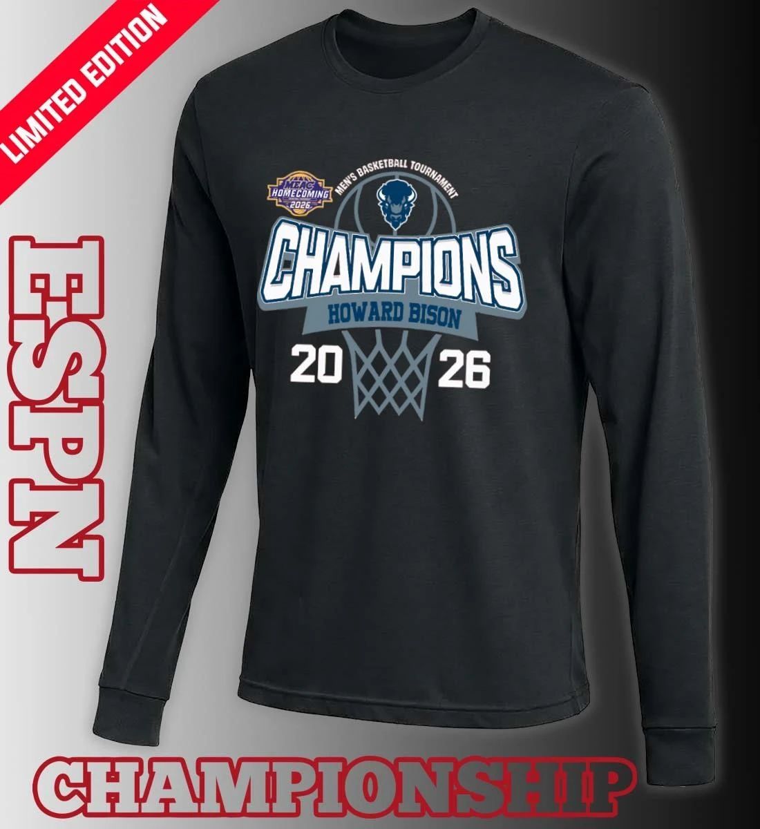 MEAC Men’s Basketball Tournament 2026 Champions Howard Bison T-Shirt