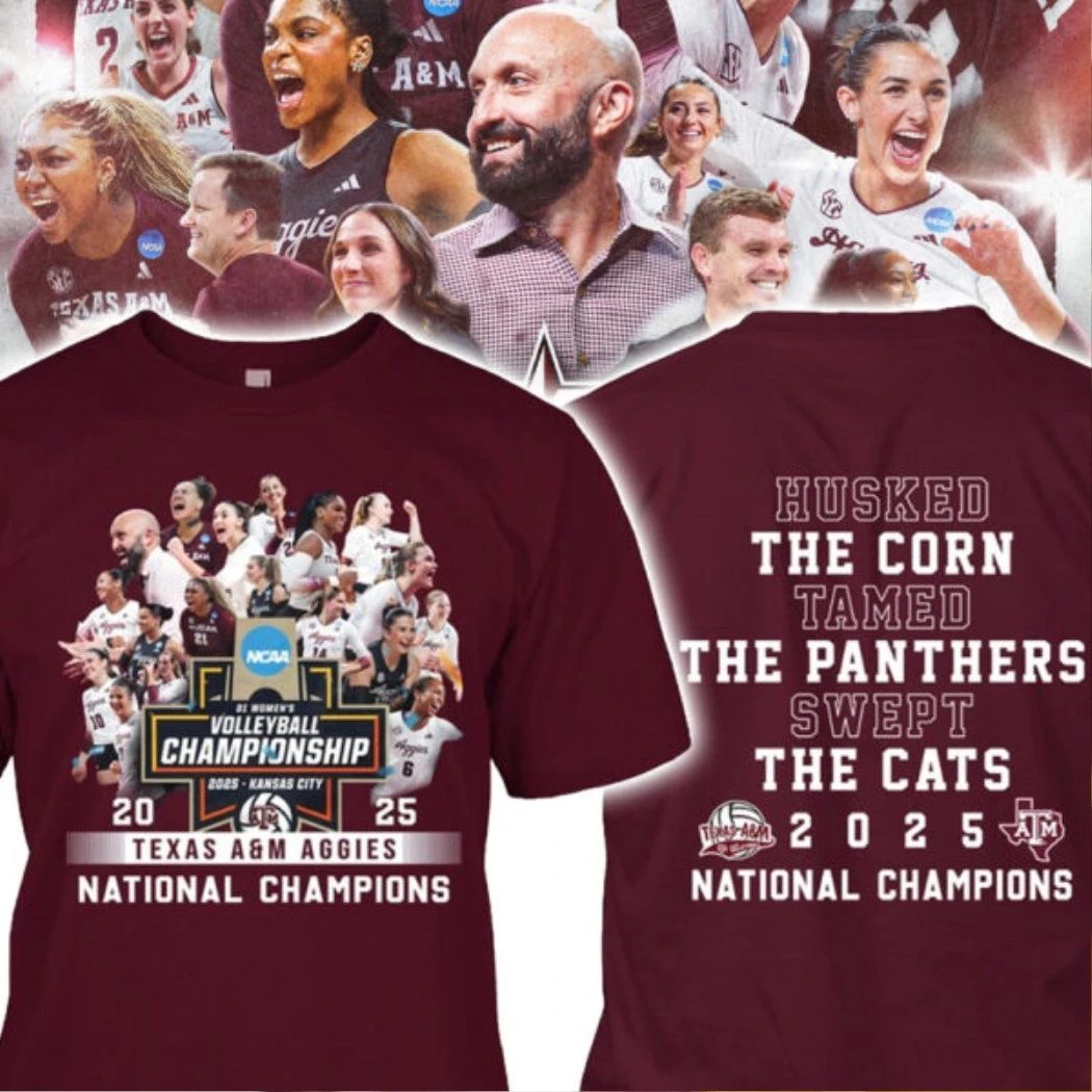 Original Texas Aggies National Champions 2025 Husked The Corn Tamed Logo Shirt