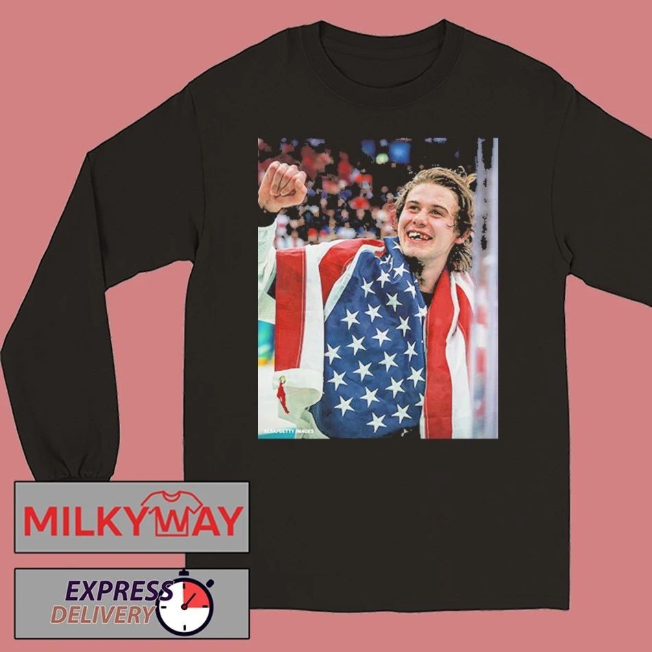 Jack Hughes Teeth Gold USA Hockey Team Olympics Winter 2026 Champion shirt