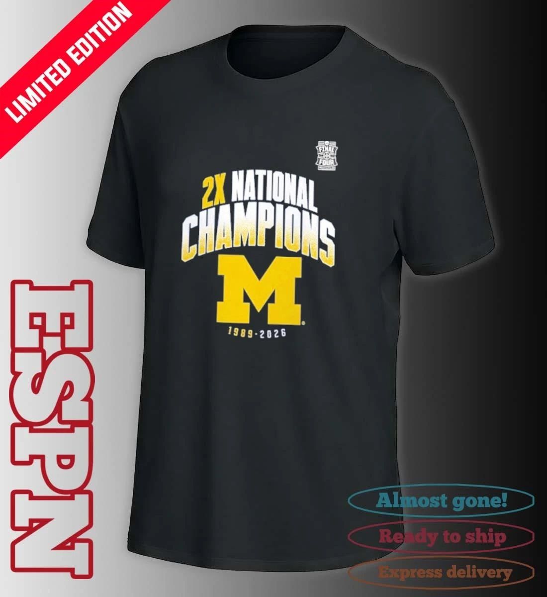 Michigan Wolverines Two-Time NCAA Men’s Basketball National Champions Post Move T-Shirt