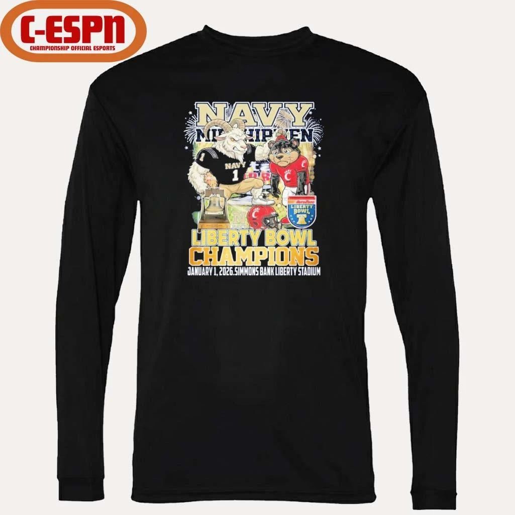 Navy Midshipmen Mascot Liberty Bowl Champions 2026 Shirt