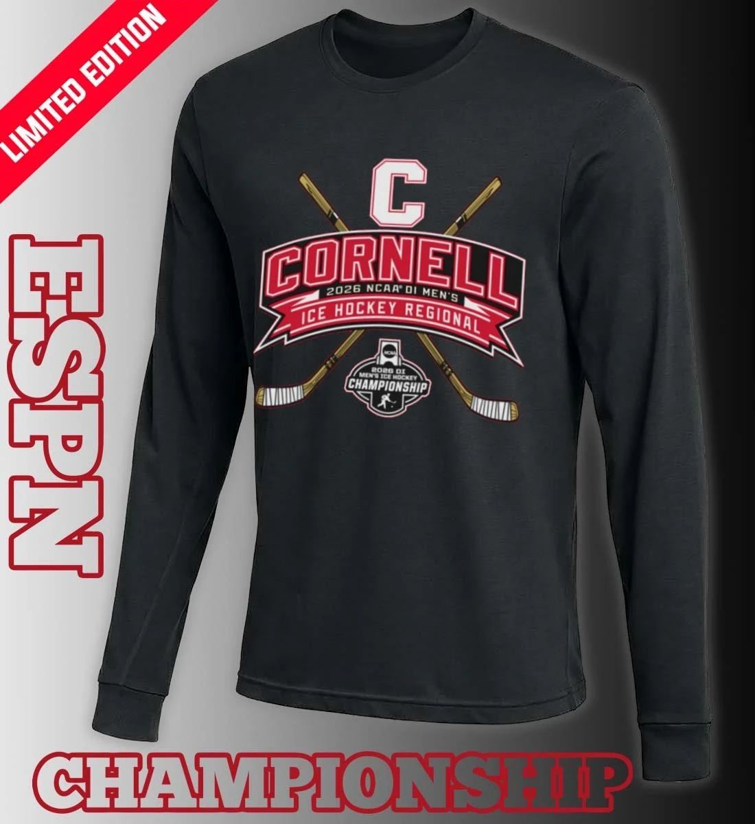 Cornell Big Red 2026 NCAA DI Men’s Ice Hockey Regionals T-Shirt