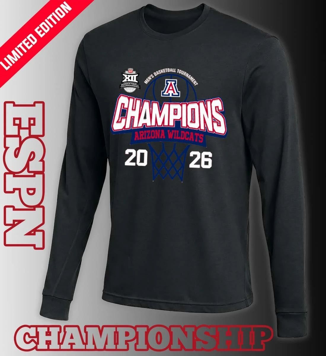Big 12 Conference Men’s Basketball Tournament 2026 Champions Arizona Wildcats T-Shirt
