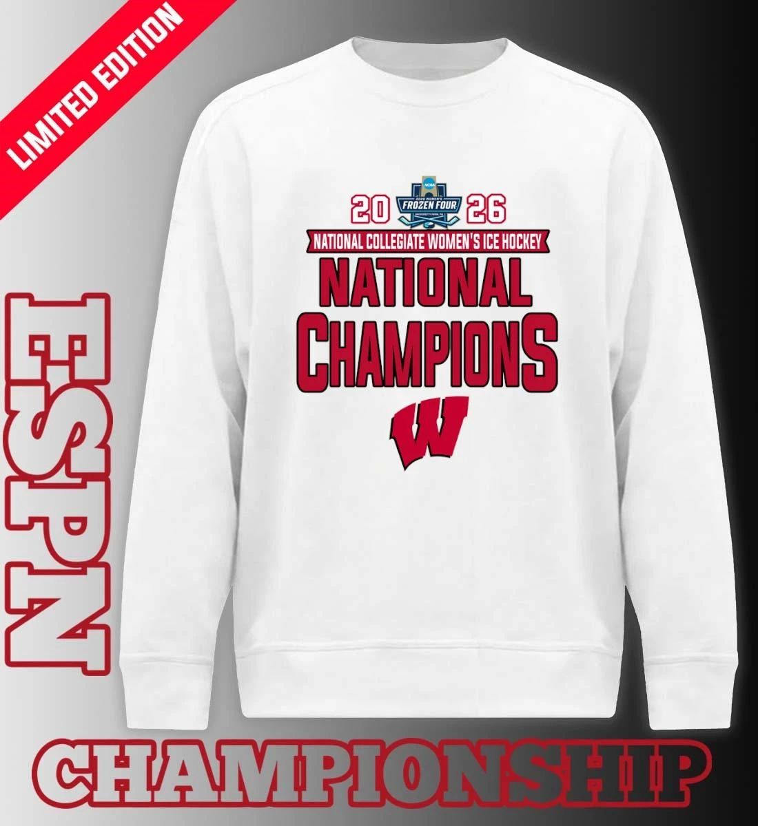 Wisconsin Badgers National Collegiate Women’s Ice Hockey Champions 2026 T-Shirt