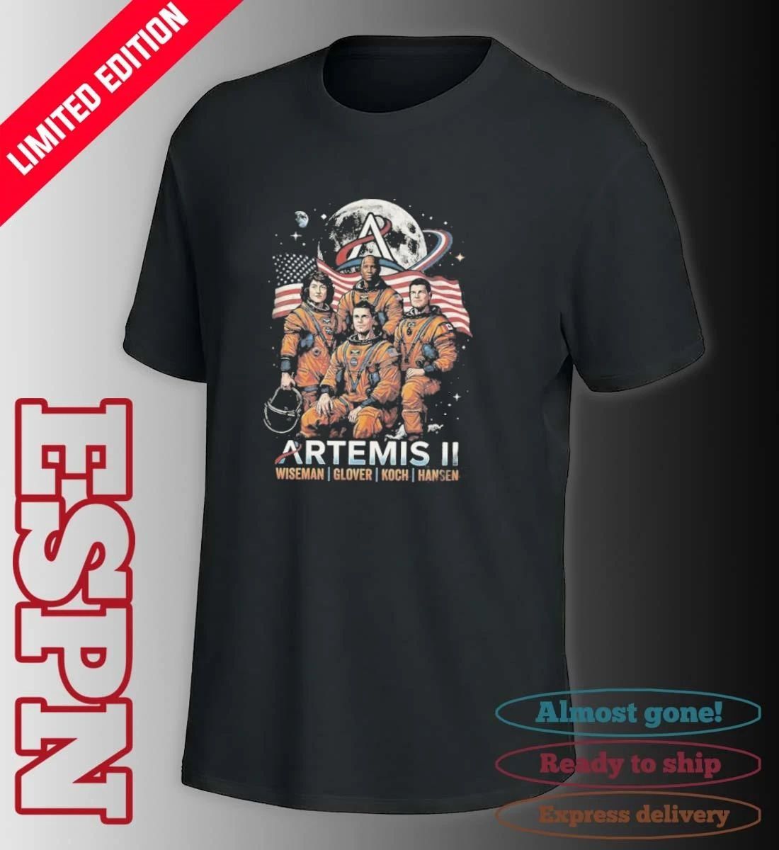 Artemis II Wiseman, Glover, Koch And Hansen 2026 Rocket Launch T-Shirt