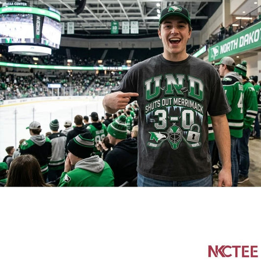 NKCtees 2026 NCAA hockey UND Hockey Shuts Out Merrimack 3-0, Advances To Sioux Falls Regional Final shirt