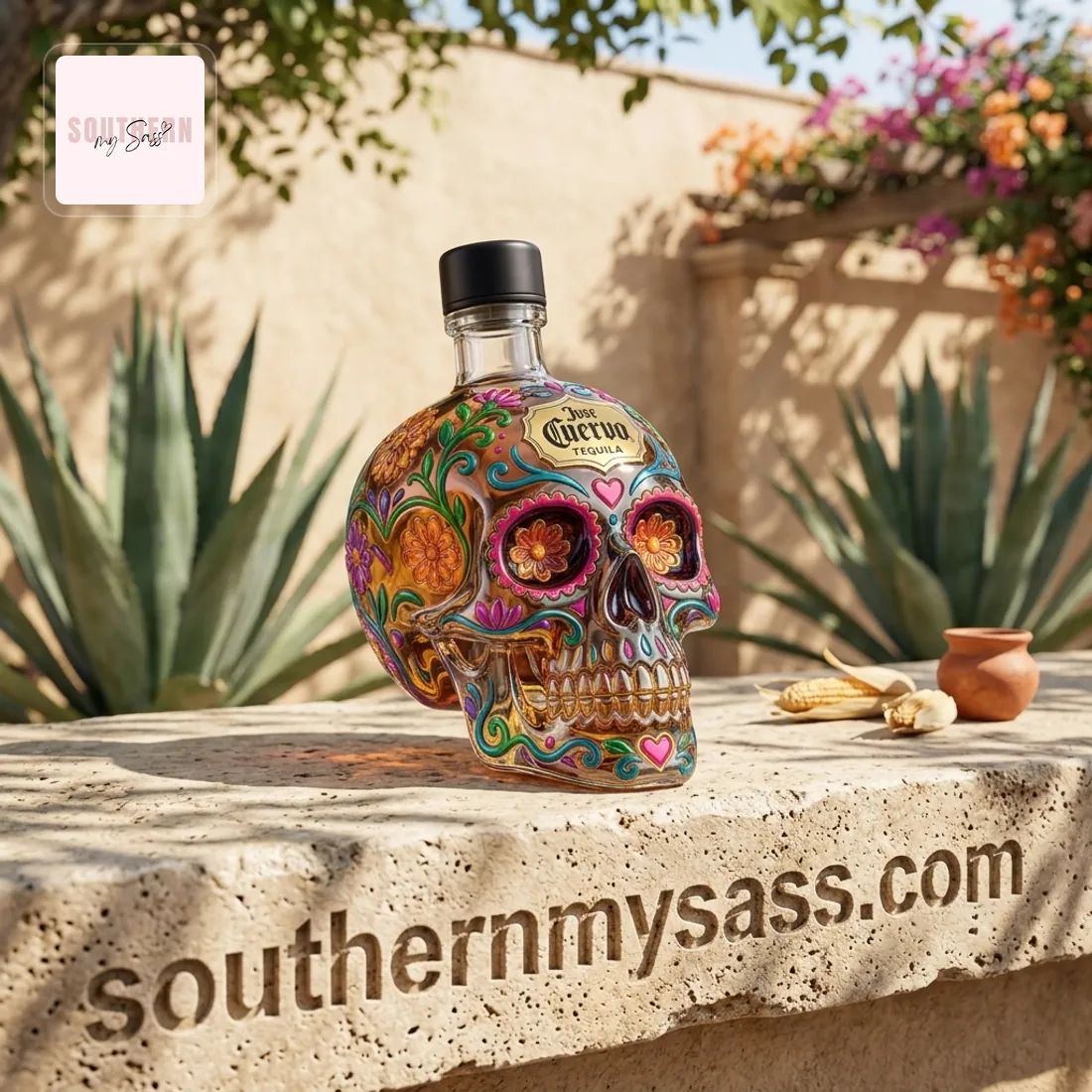 Jose Cuervo Day of the Dead Limited Edition Sugar Skull Whiskey Bottle